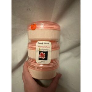 New 3 Pack Simply Sensual Dusting Powder Rose Petal Sealed with Puff 5 oz.